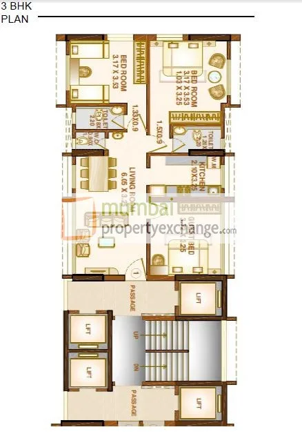 3 BHK Floor Plan