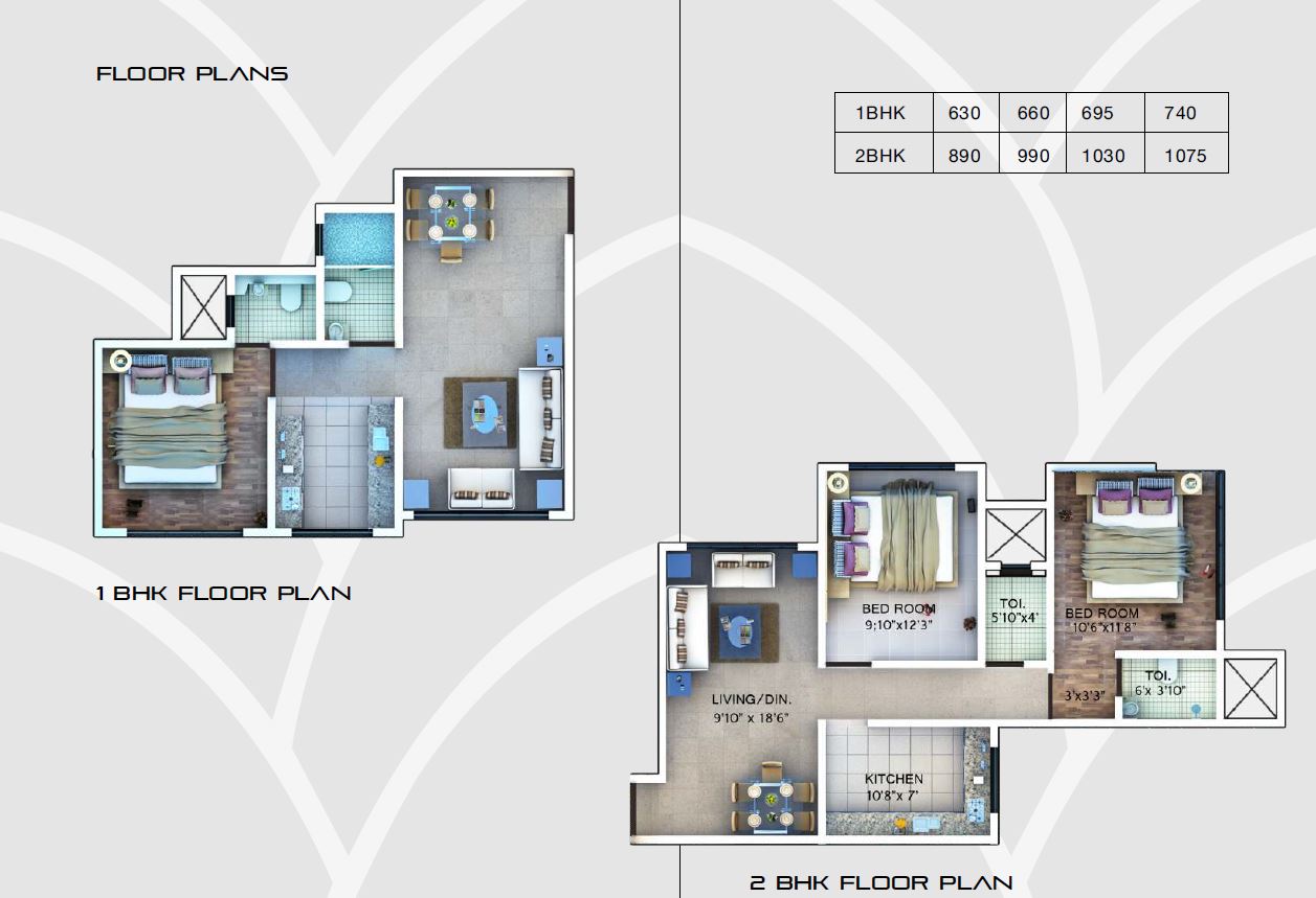 Devtaa Desire Floor Plan 1BHK-2BHK