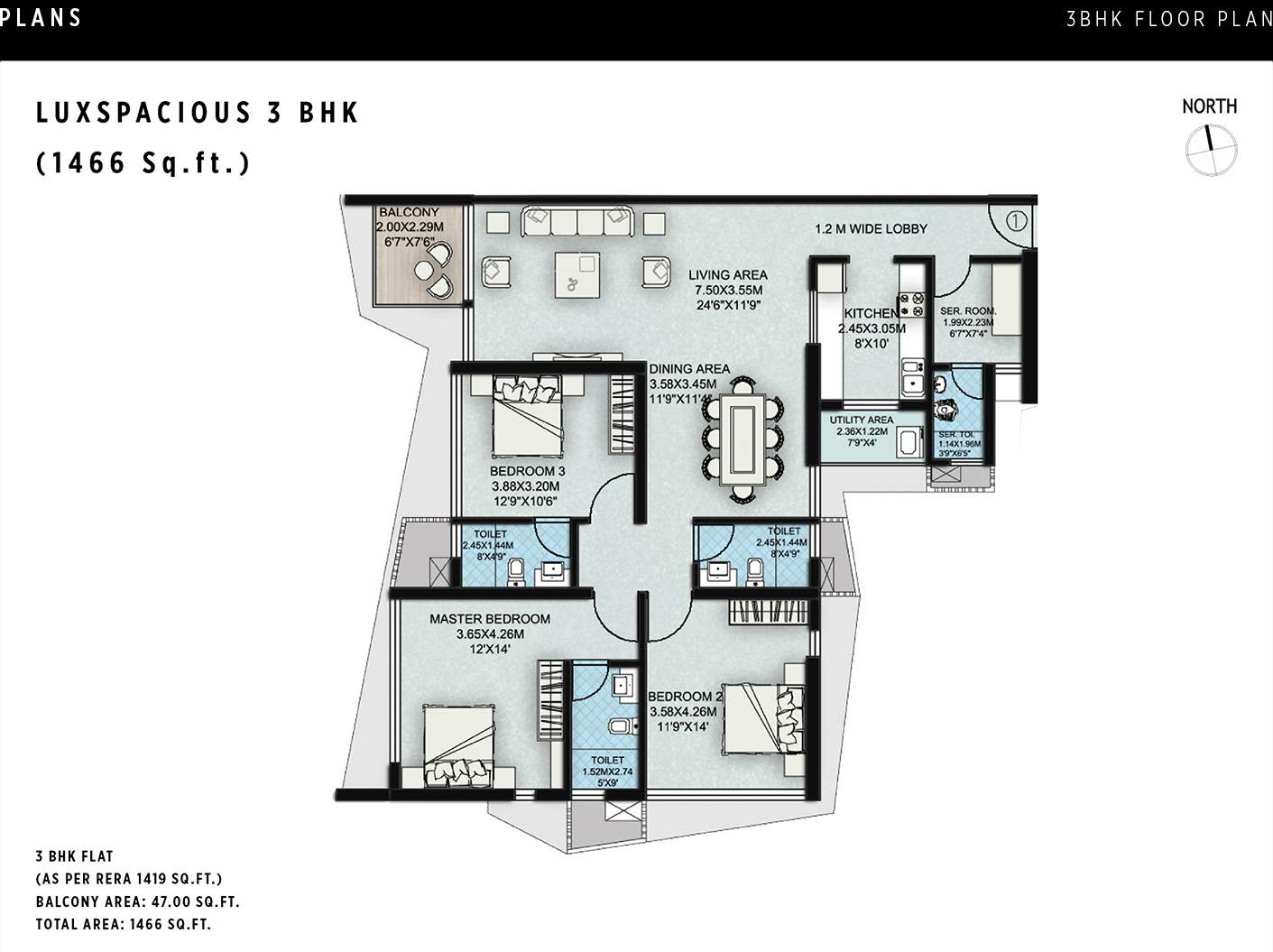 Palette 3BHK Luxspacious Plan