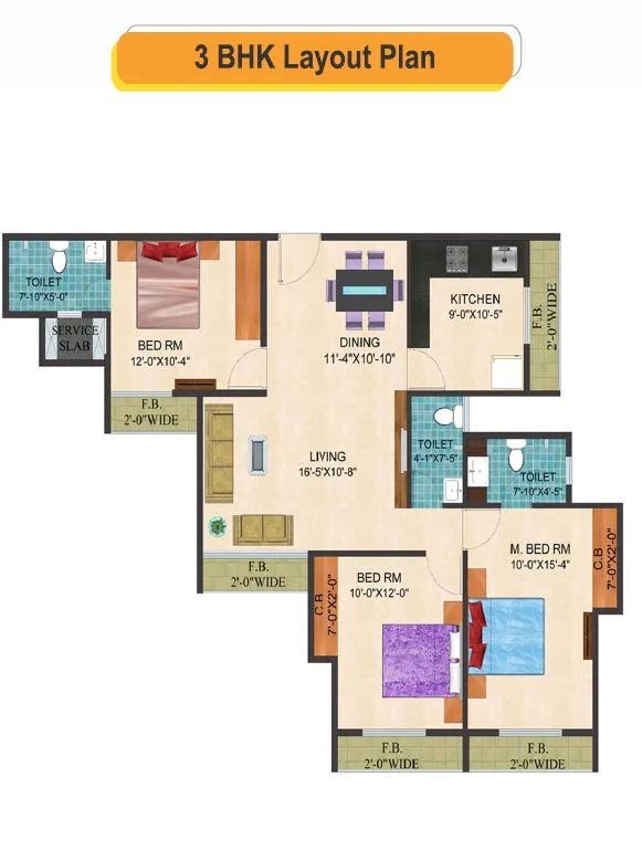 Arihant Aarohi 3BHK Plan