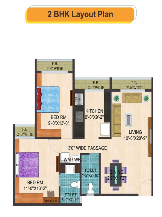 Arihant Aarohi 2BHK Plan