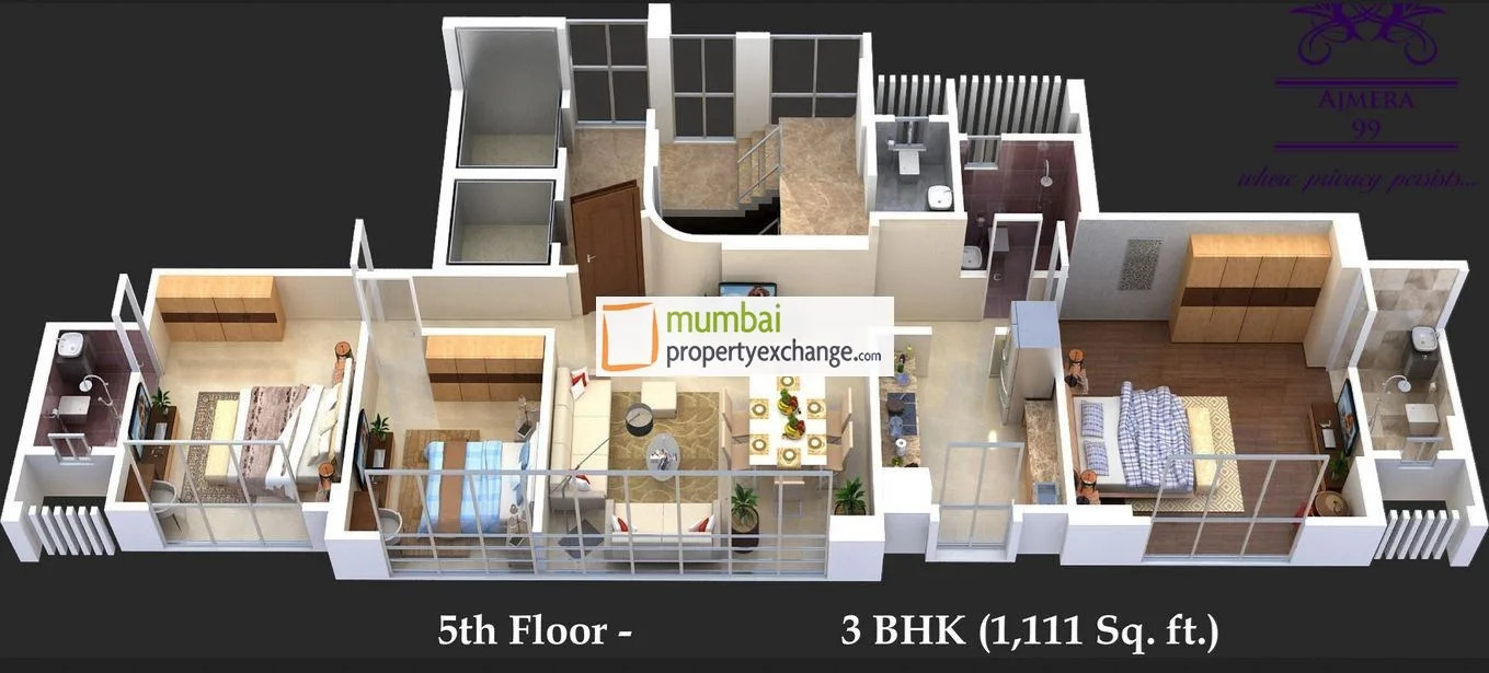 3 BHK Floor Plan