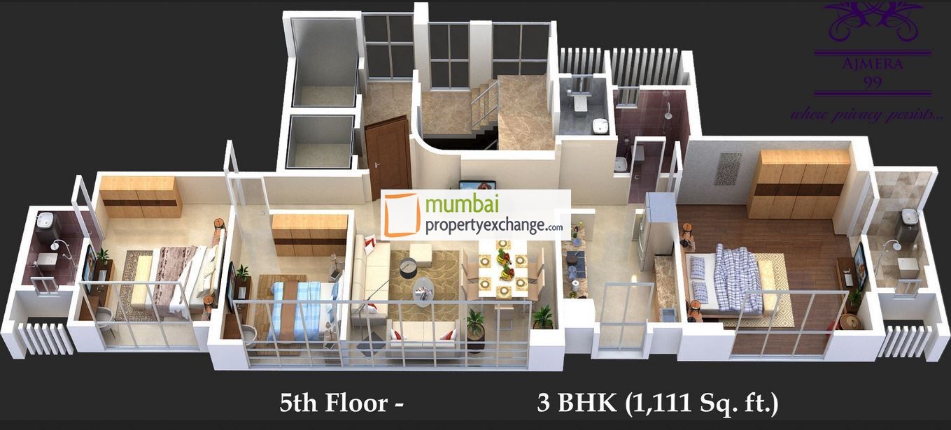 3 BHK Floor Plan