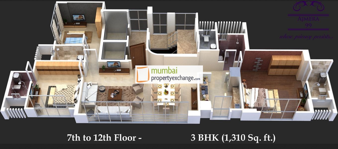 3 BHK Floor Plan