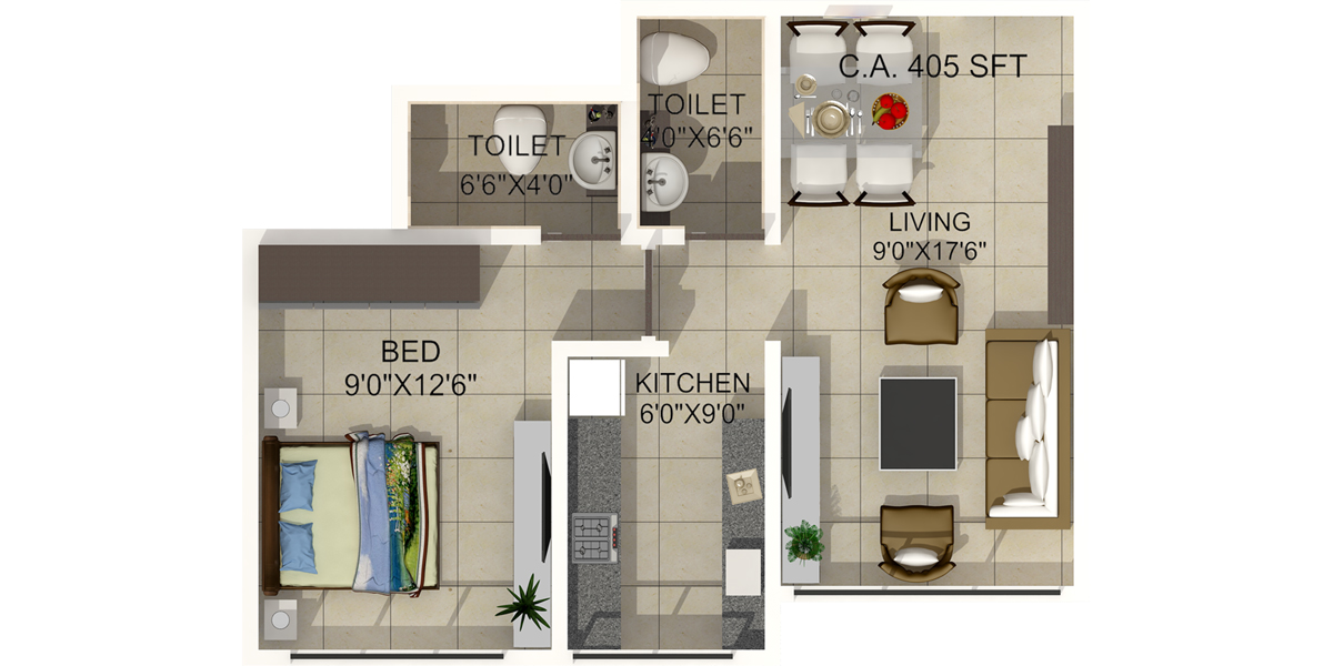 1 BHK Floor Plan
