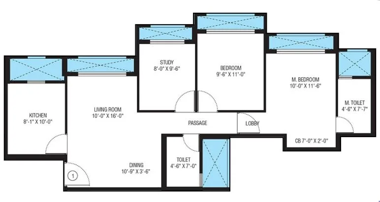 Obelia 2.5BHK(676sqft)