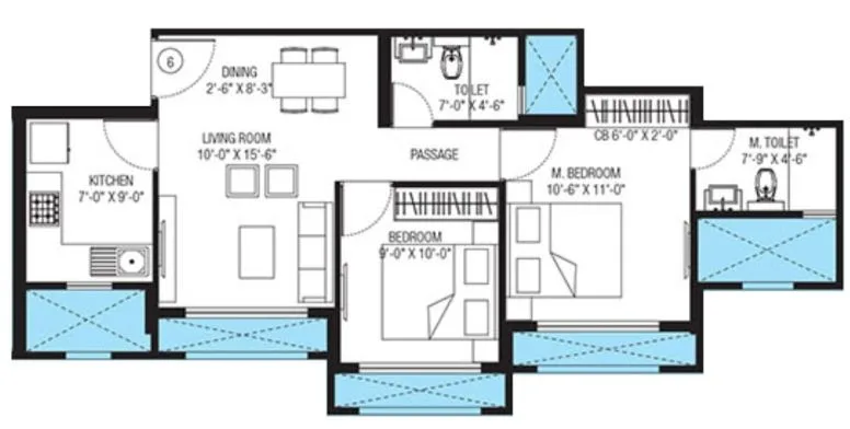 Obelia 2BHK(523 sqft) Flrpln