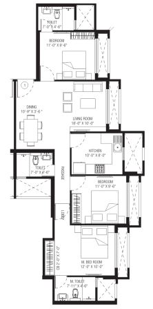 Obelia 3BHK(752 sqft) flrpln