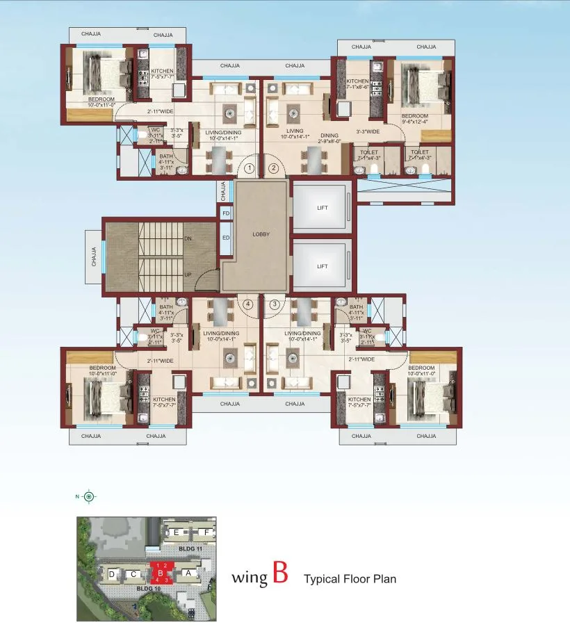 Rudraksha Typical Floor Plan Wing B