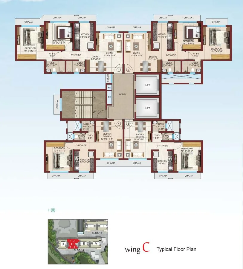 Rudraksha Typical Floor Plan Wing C