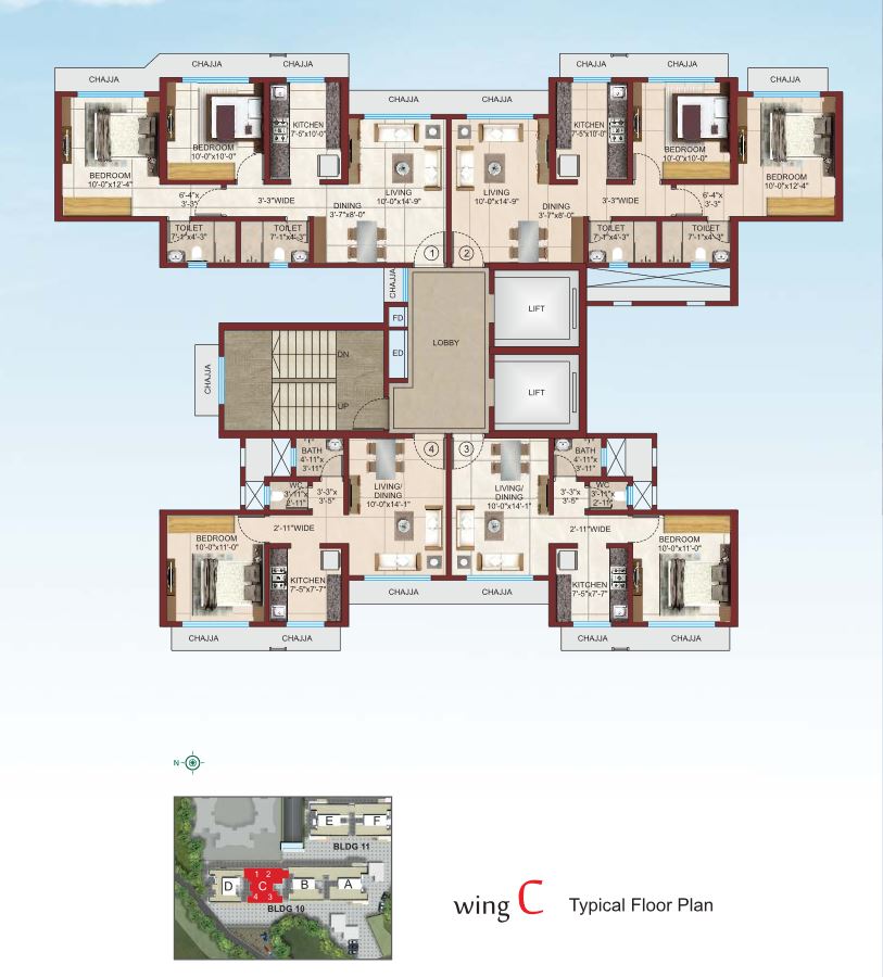Rudraksha Typical Floor Plan Wing C