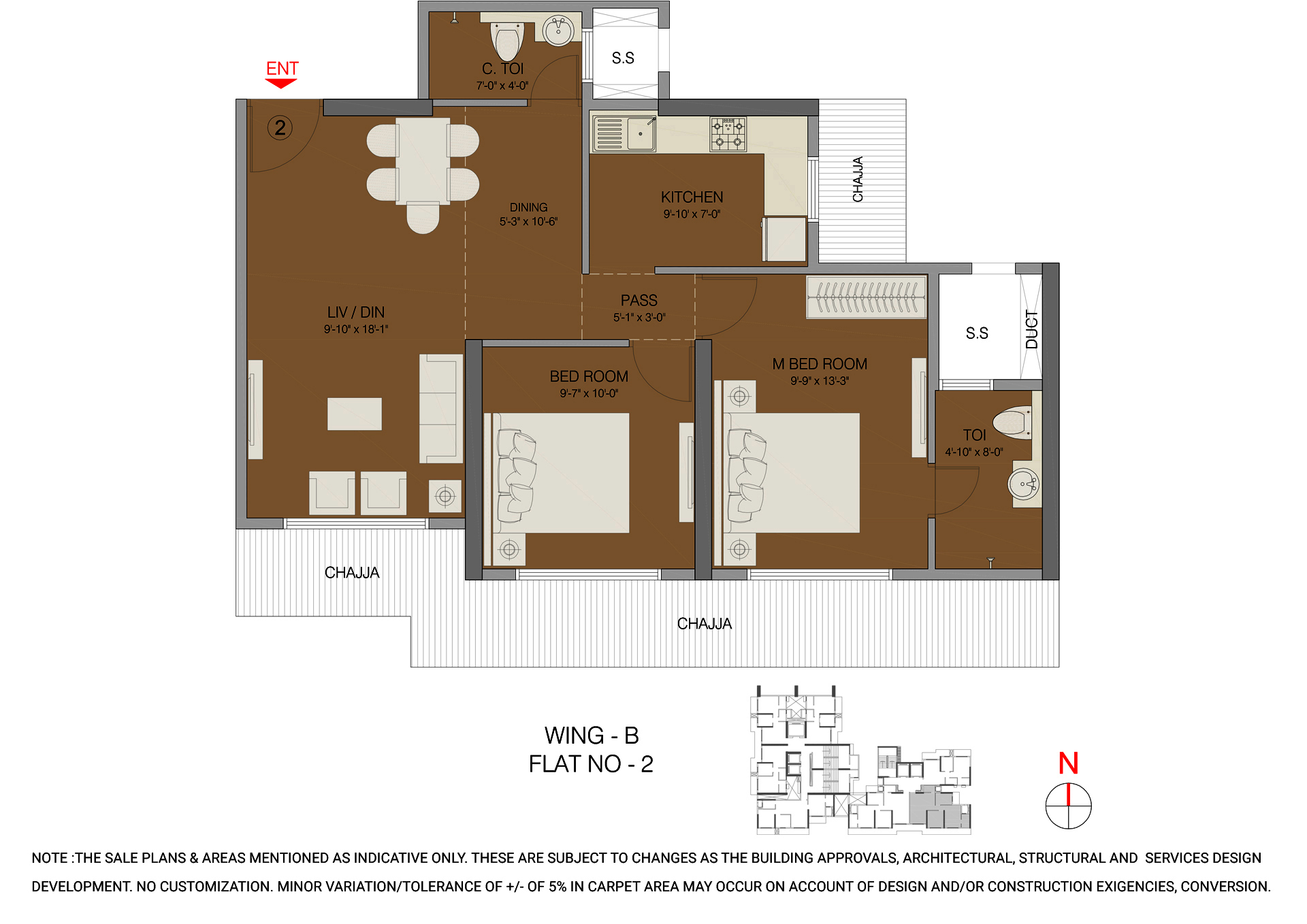 Regalia 2BHK Wing B Unit 02 Plan