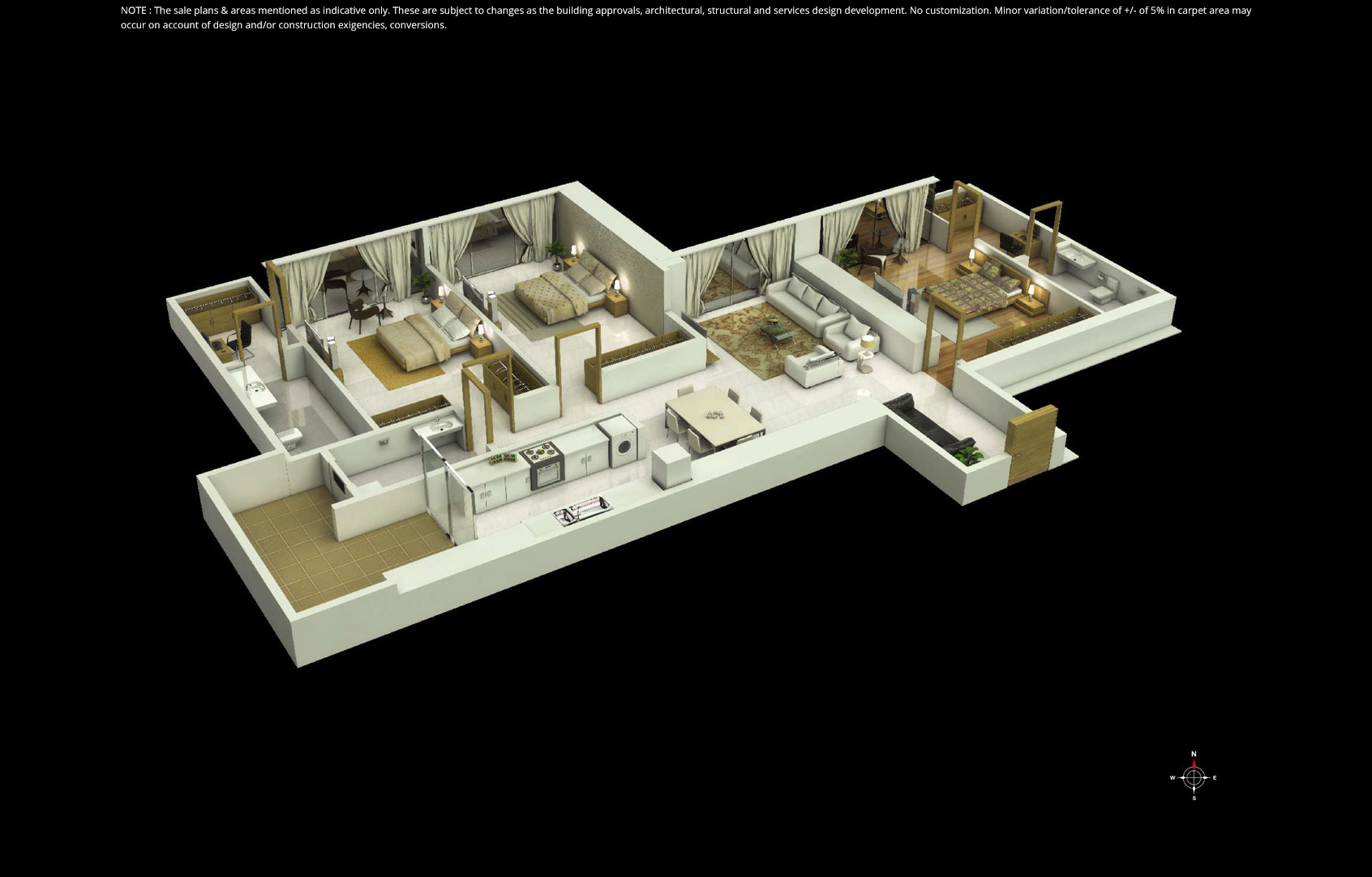 Regalia 3BHK Isometric Plan