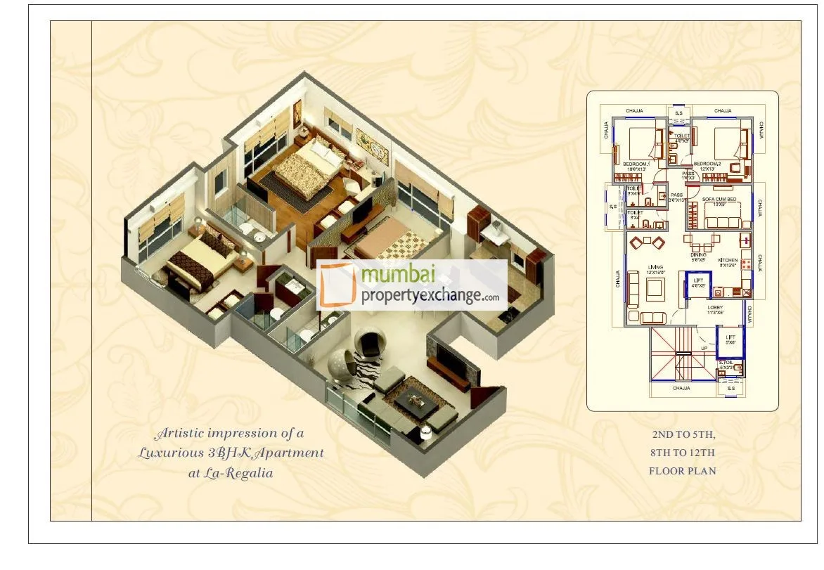3BHK Floor Plan