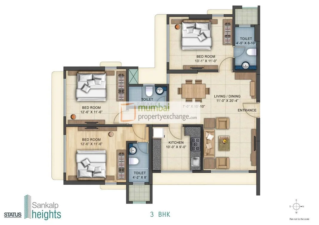 3BHK Floor Plan