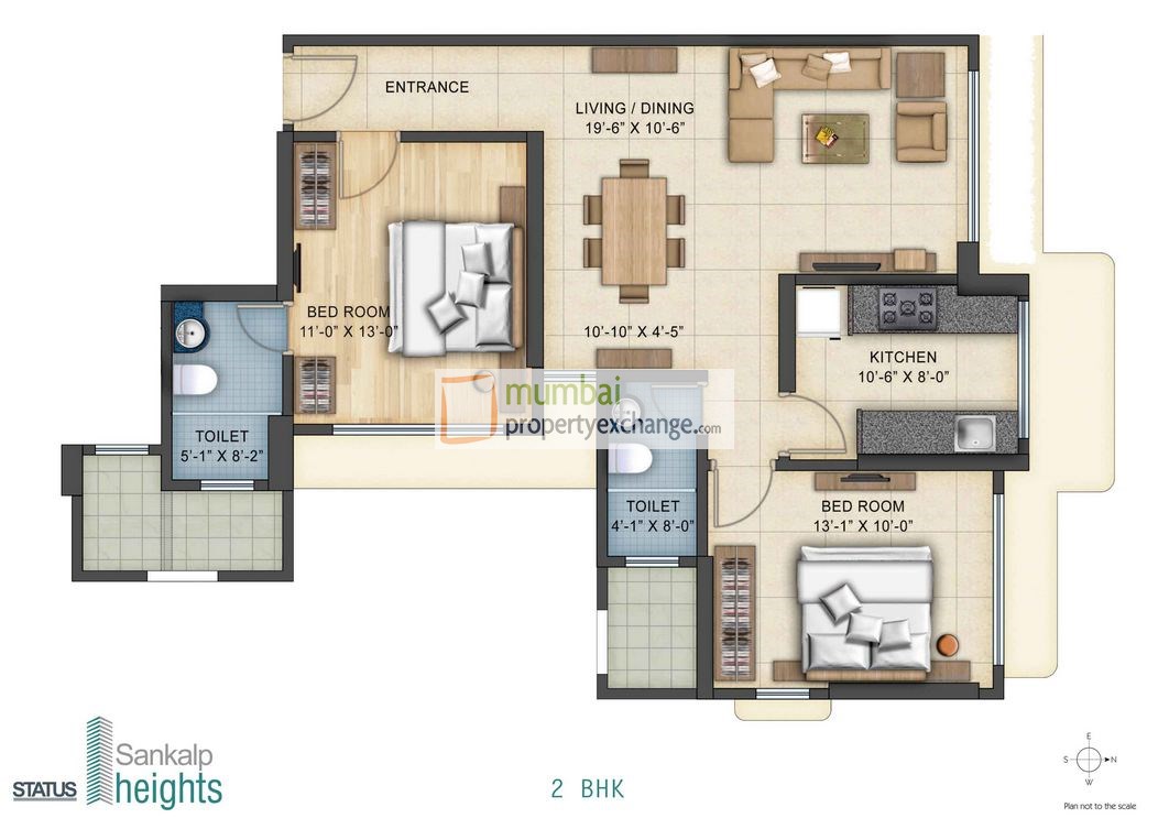 2BHK Floor Plan