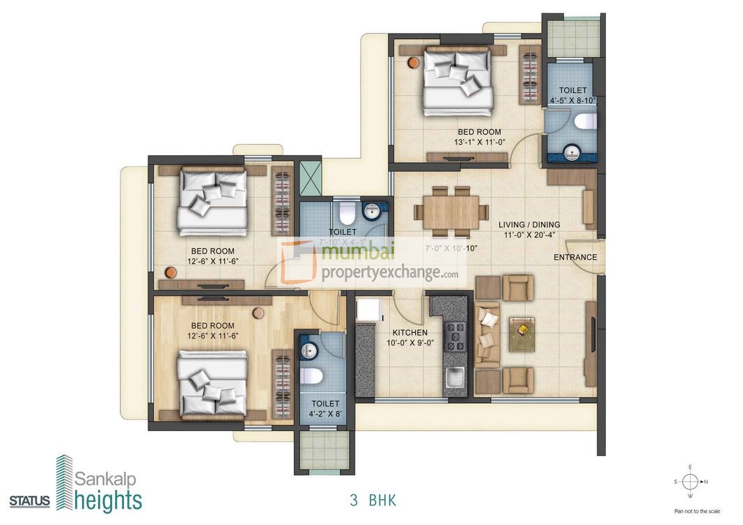 3BHK Floor Plan
