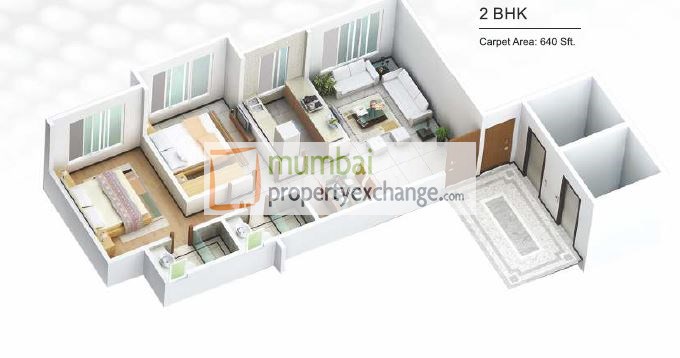2 BHK Floor plan