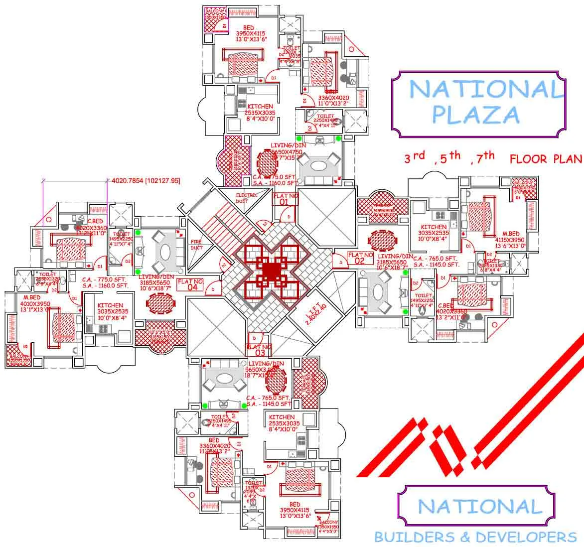 3rd,4th,7th floor plan