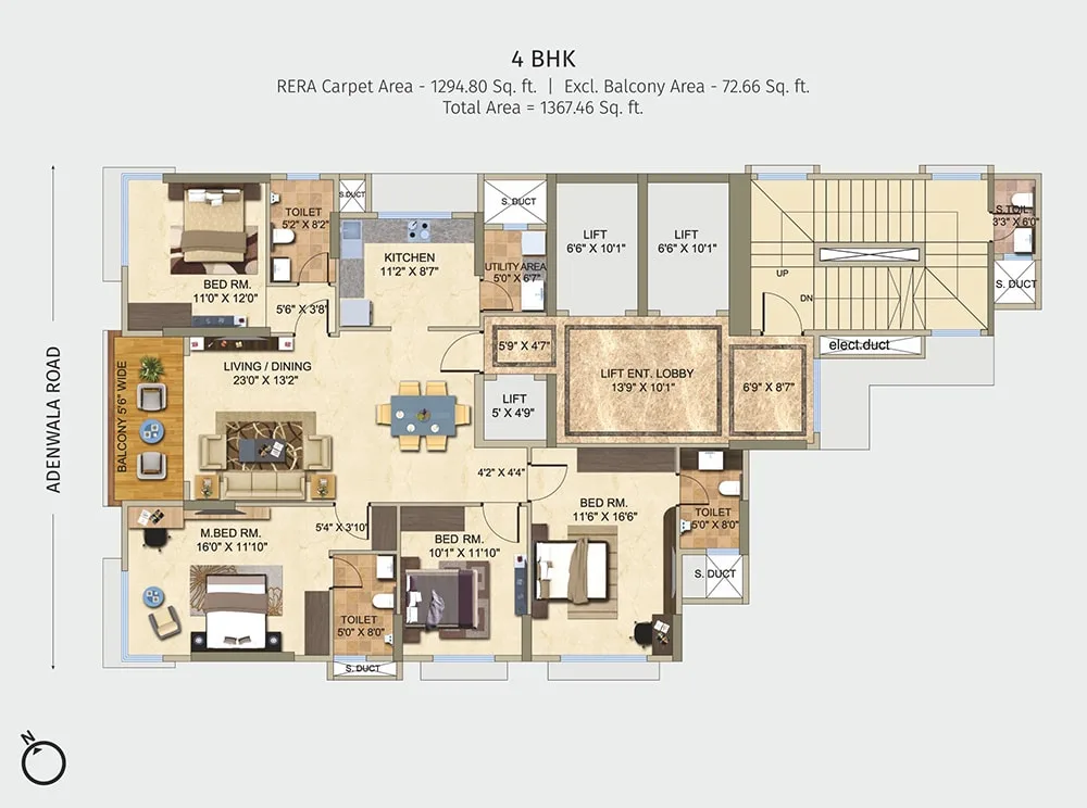 Tridhaatu Athena 4BHK Plan