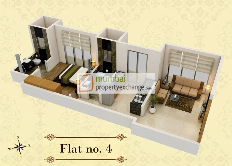 1BHK Plan flat No.4