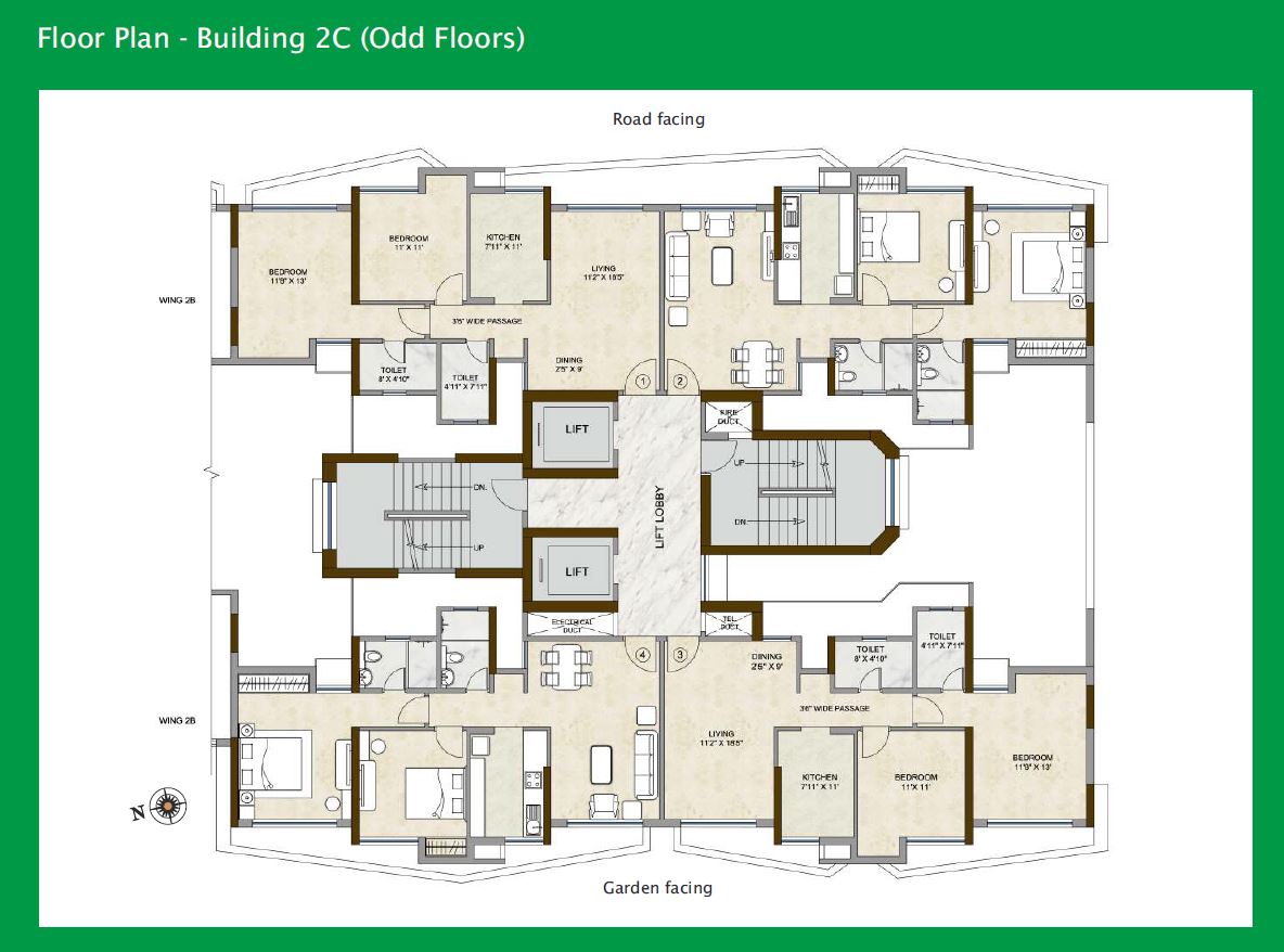 Hills Pristine Floor Plan Bldg 2C Odd Floors