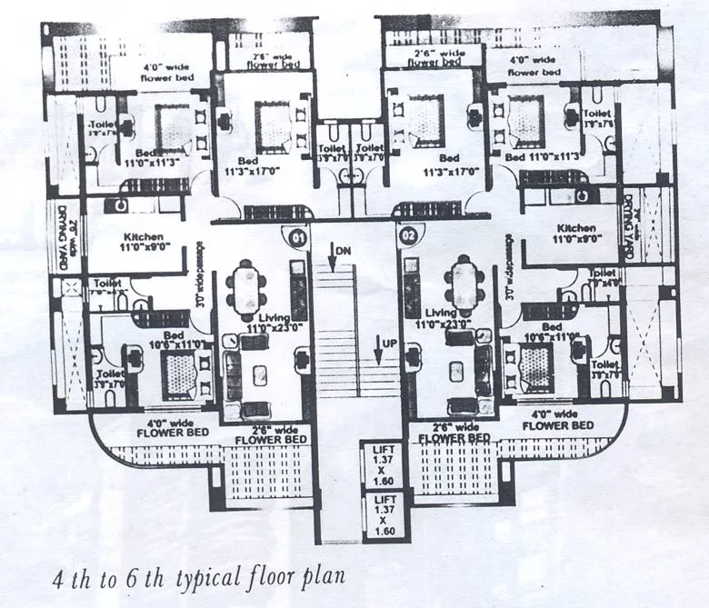 4 and 6 Floor Plan