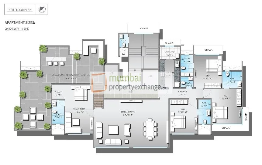 4 BHK Floor Plan