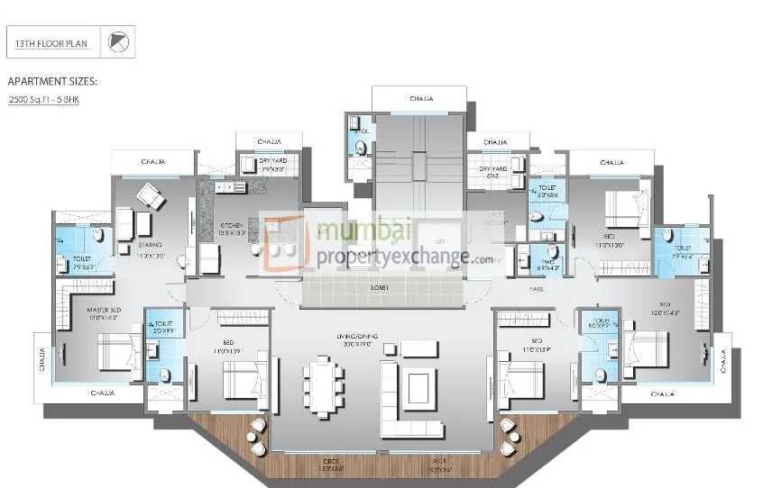 5 BHK Floor Plan