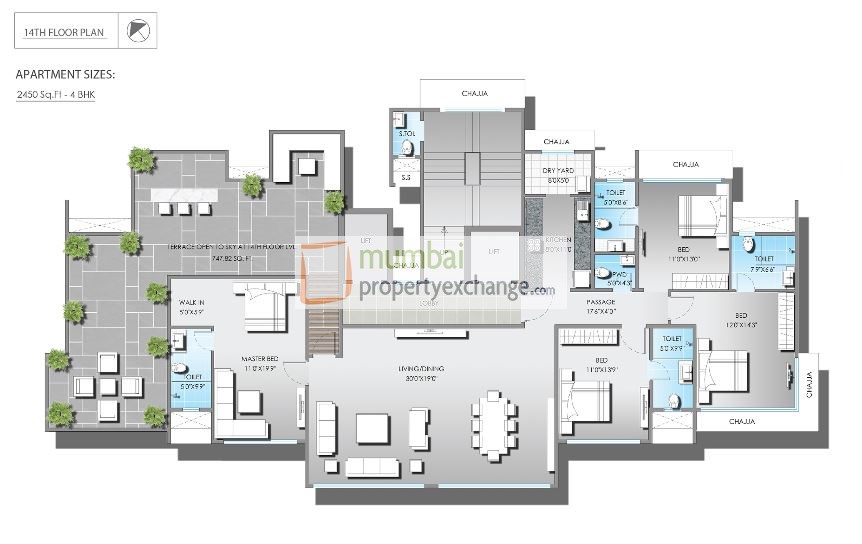 4 BHK Floor Plan