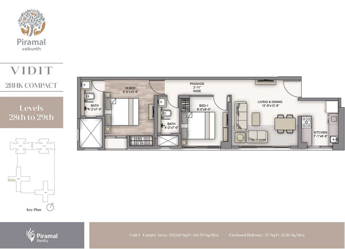 Piramal Vaikunth Vidit 2BHK Compact 28-29 Unit-01