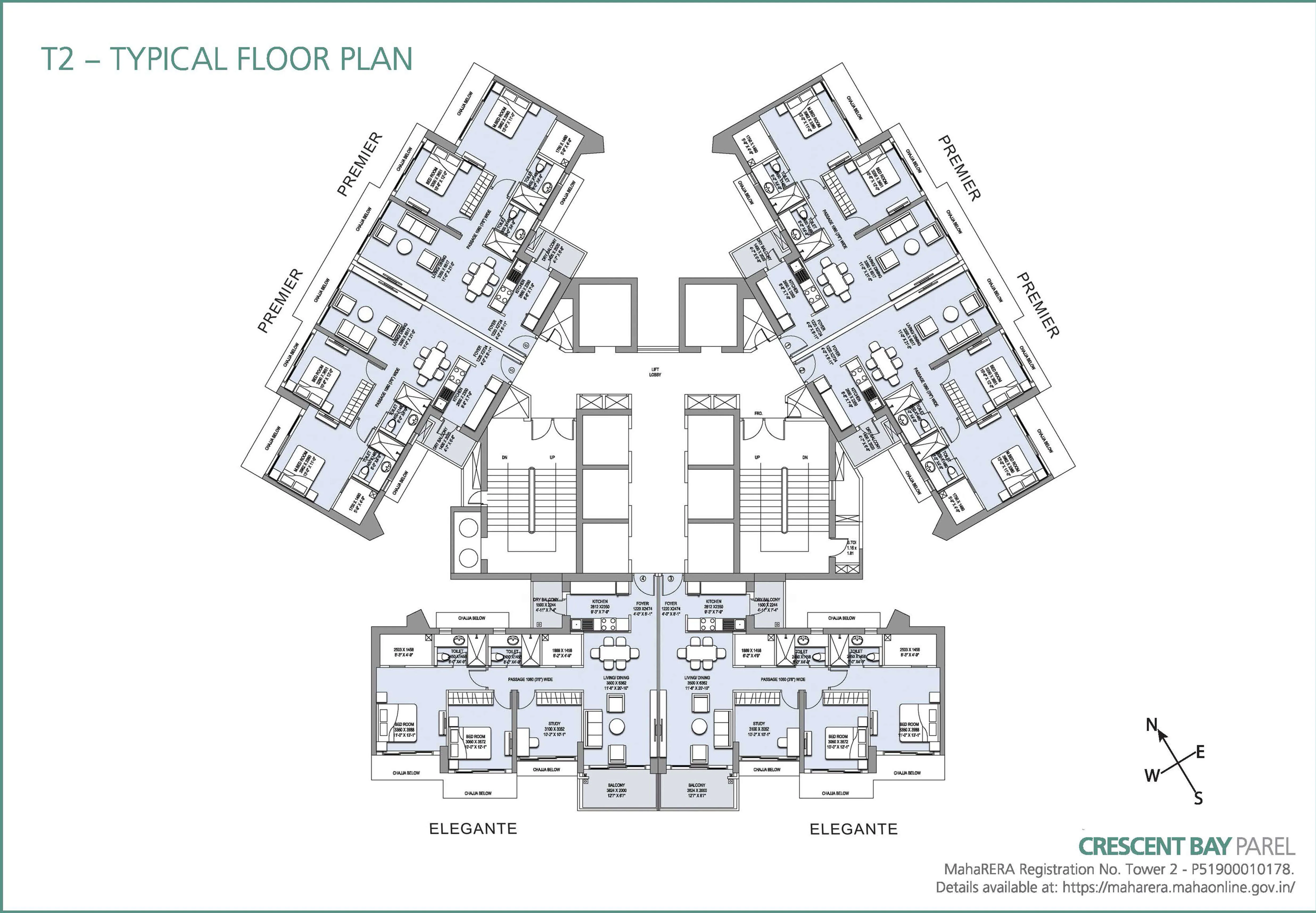 Crescent Bay T2 Typical Floor Plan