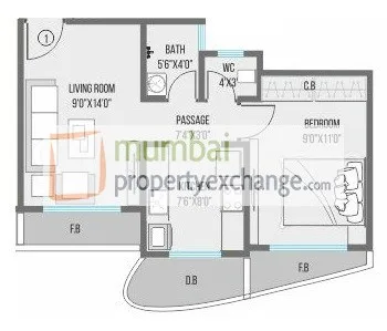 1 BHK Floor Plan