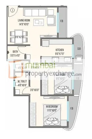 2 BHK Floor Plan