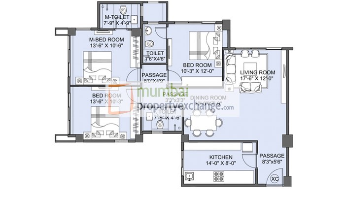 3 BHK Floor Plan