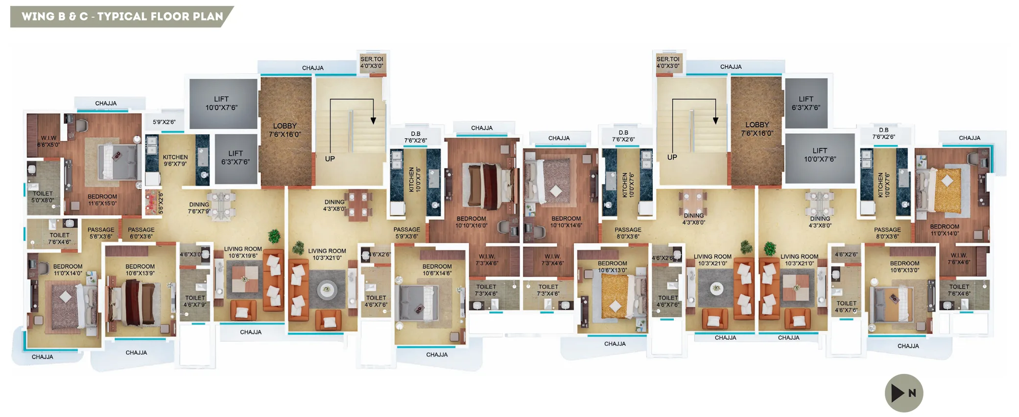 Trinity Wing B-C Typical Floor Plan