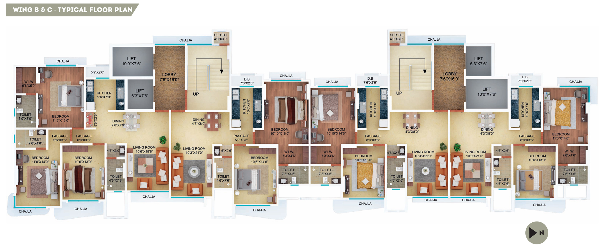 Trinity Wing B-C Typical Floor Plan