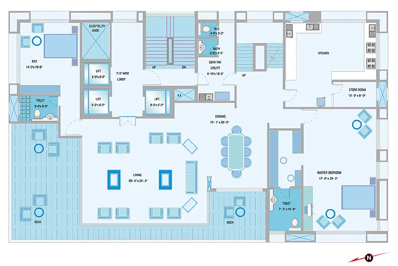 Duplex lower level plan