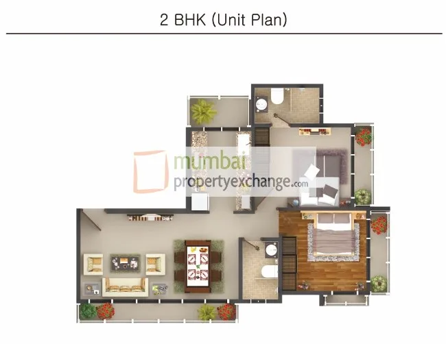 2 BHK Floor plan