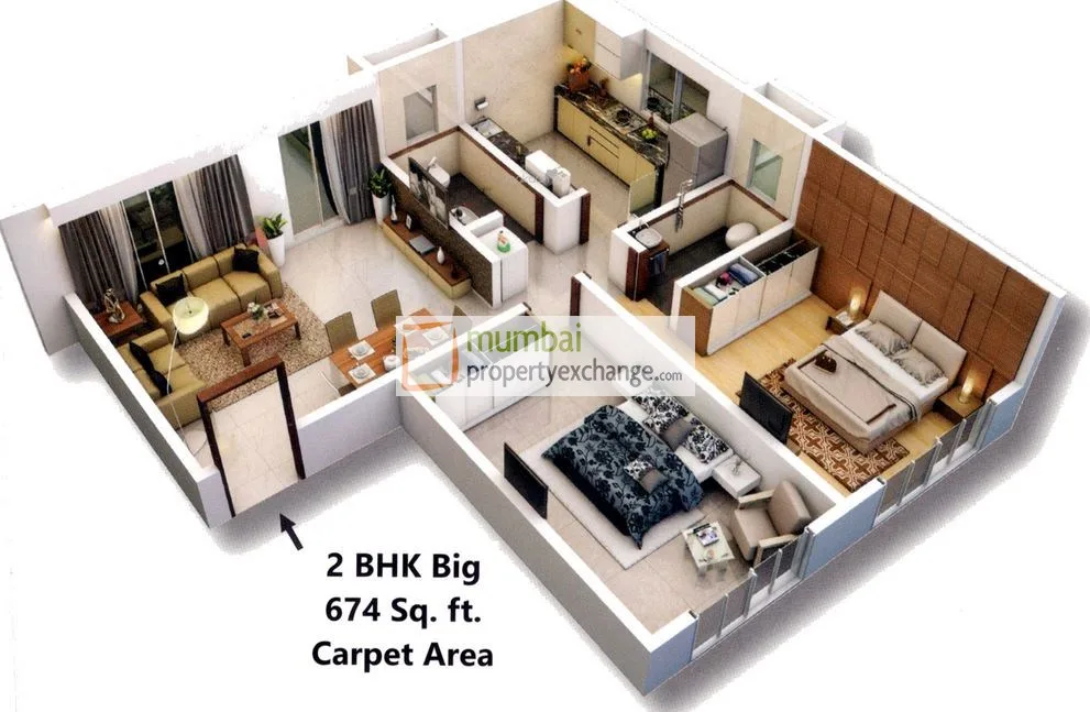 2 BHK Floor Plan
