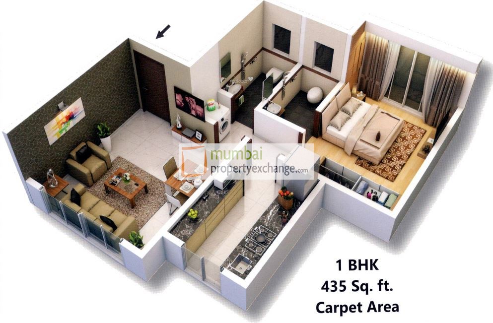 1 BHK Floor Plan
