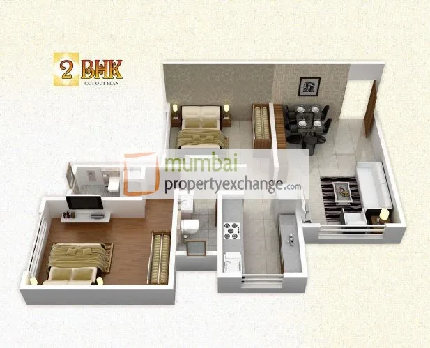 2 BHK Floor plan