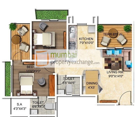 1 BHK Floor Plan