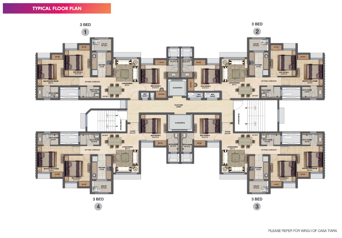 Lodha Upper Thane Typical Floor Plan Type-3