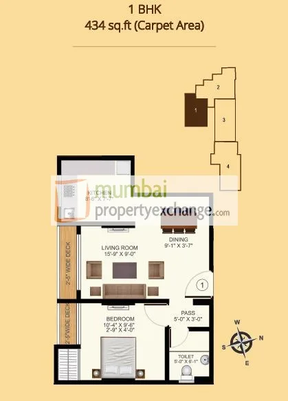1 BHK Floor Plan