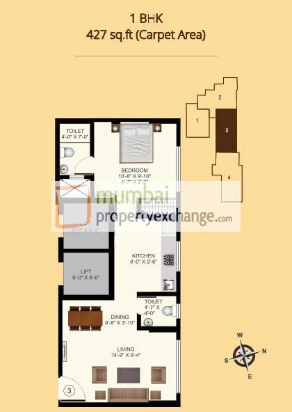 1 BHK Floor Plan