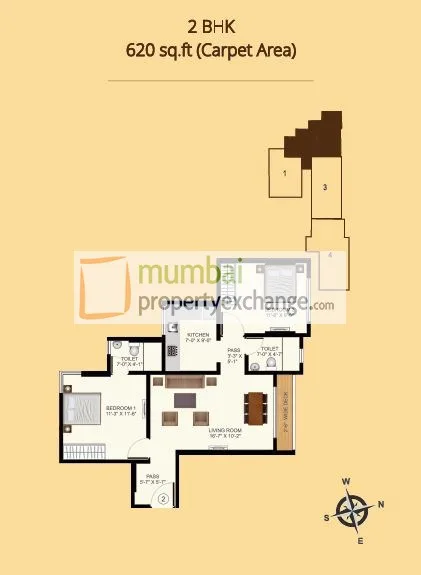 2 BHK Floor Plan