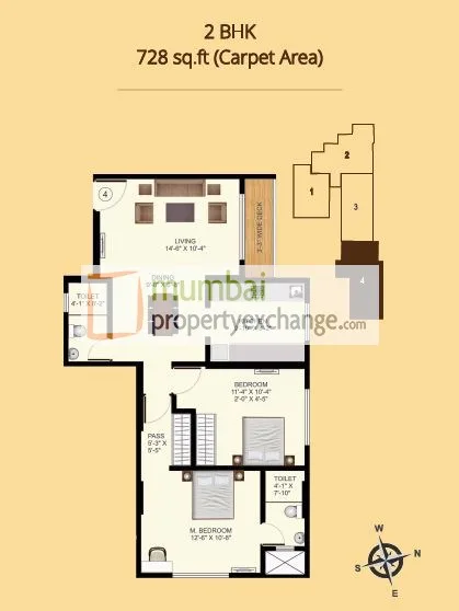 2 BHK Floor Plan