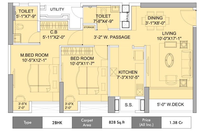 11 Rustomjee Urbania Azziano Thane Wing I 2BHK 828sqft