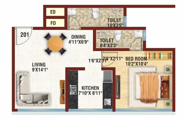 Erawah IPSA 1BHK Plan — photo 5